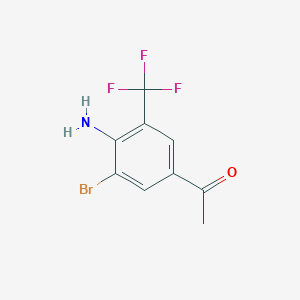 molecular formula C9H7BrF3NO B3317833 1-[4-Amino-3-bromo-5-(trifluoromethyl)phenyl]ethan-1-one CAS No. 97760-77-5