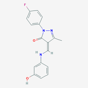 molecular formula C17H14FN3O2 B331784 (4Z)-2-(4-fluorophenyl)-4-[(3-hydroxyanilino)methylidene]-5-methylpyrazol-3-one 