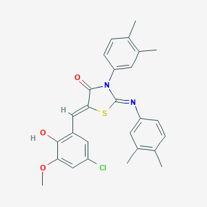 molecular formula C27H25ClN2O3S B331786 5-(5-Chloro-2-hydroxy-3-methoxybenzylidene)-3-(3,4-dimethylphenyl)-2-[(3,4-dimethylphenyl)imino]-1,3-thiazolidin-4-one 