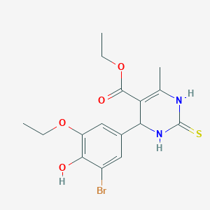 molecular formula C16H19BrN2O4S B331789 Ethyl 4-(3-bromo-5-ethoxy-4-hydroxyphenyl)-6-methyl-2-thioxo-1,2,3,4-tetrahydropyrimidine-5-carboxylate 