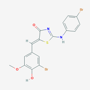 molecular formula C17H12Br2N2O3S B331790 (5Z)-2-(4-bromoanilino)-5-[(3-bromo-4-hydroxy-5-methoxyphenyl)methylidene]-1,3-thiazol-4-one 