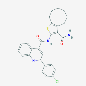 molecular formula C27H24ClN3O2S B331791 N-(3-carbamoyl-4,5,6,7,8,9-hexahydrocycloocta[b]thiophen-2-yl)-2-(4-chlorophenyl)quinoline-4-carboxamide 