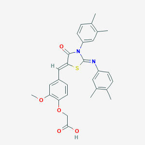 molecular formula C29H28N2O5S B331792 [4-({3-(3,4-Dimethylphenyl)-2-[(3,4-dimethylphenyl)imino]-4-oxo-1,3-thiazolidin-5-ylidene}methyl)-2-methoxyphenoxy]acetic acid 