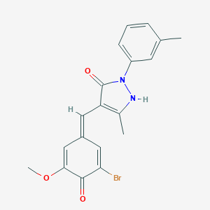 molecular formula C19H17BrN2O3 B331796 4-[(Z)-(3-bromo-5-methoxy-4-oxocyclohexa-2,5-dien-1-ylidene)methyl]-5-methyl-2-(3-methylphenyl)-1H-pyrazol-3-one 