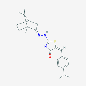 molecular formula C23H29N3OS B331797 (5E)-5-[(4-propan-2-ylphenyl)methylidene]-2-[(2E)-2-(1,7,7-trimethyl-2-bicyclo[2.2.1]heptanylidene)hydrazinyl]-1,3-thiazol-4-one 
