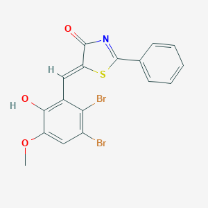 molecular formula C17H11Br2NO3S B331801 5-(2,3-dibromo-6-hydroxy-5-methoxybenzylidene)-2-phenyl-1,3-thiazol-4(5H)-one 