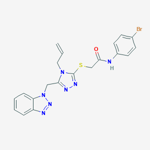 molecular formula C20H18BrN7OS B331805 2-{[4-allyl-5-(1H-1,2,3-benzotriazol-1-ylmethyl)-4H-1,2,4-triazol-3-yl]sulfanyl}-N-(4-bromophenyl)acetamide 