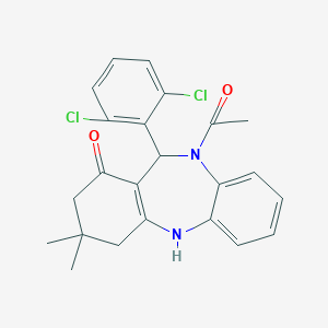 molecular formula C23H22Cl2N2O2 B331806 5-Acetyl-6-(2,6-dichlorophenyl)-9,9-dimethyl-6,8,10,11-tetrahydrobenzo[b][1,4]benzodiazepin-7-one 