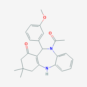 molecular formula C24H26N2O3 B331808 5-Acetyl-6-(3-methoxyphenyl)-9,9-dimethyl-6,8,10,11-tetrahydrobenzo[b][1,4]benzodiazepin-7-one 