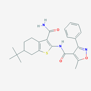 molecular formula C24H27N3O3S B331809 N-(6-tert-butyl-3-carbamoyl-4,5,6,7-tetrahydro-1-benzothiophen-2-yl)-5-methyl-3-phenyl-1,2-oxazole-4-carboxamide 