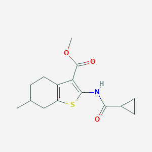molecular formula C15H19NO3S B331810 Methyl 2-[(cyclopropylcarbonyl)amino]-6-methyl-4,5,6,7-tetrahydro-1-benzothiophene-3-carboxylate 
