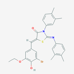 molecular formula C28H27BrN2O3S B331811 5-(3-Bromo-5-ethoxy-4-hydroxybenzylidene)-3-(3,4-dimethylphenyl)-2-[(3,4-dimethylphenyl)imino]-1,3-thiazolidin-4-one 