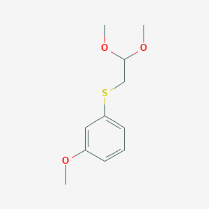 molecular formula C11H16O3S B3318118 1-[(2,2-Dimethoxyethyl)sulfanyl]-3-methoxybenzene CAS No. 98733-08-5