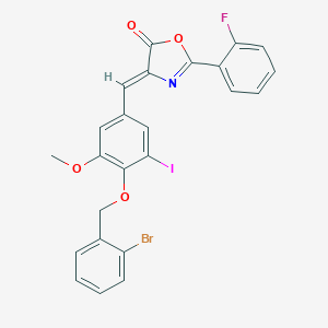 molecular formula C24H16BrFINO4 B331818 (4Z)-4-{4-[(2-bromobenzyl)oxy]-3-iodo-5-methoxybenzylidene}-2-(2-fluorophenyl)-1,3-oxazol-5(4H)-one 
