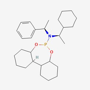 molecular formula C28H44NO2P B3318186 N,N-Bis-[(R)-1-phenylethyl]dibenzo[d,f][1,3,2]dioxaphosphepin-6-amine CAS No. 99065-22-2