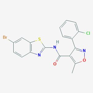 molecular formula C18H11BrClN3O2S B331819 N-(6-bromo-1,3-benzothiazol-2-yl)-3-(2-chlorophenyl)-5-methyl-1,2-oxazole-4-carboxamide 