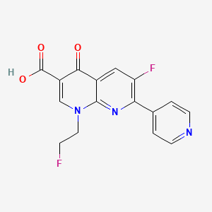molecular formula C16H11F2N3O3 B3318209 6-Fluoro-1-(2-fluoroethyl)-4-oxo-7-(pyridin-4-yl)-1,4-dihydro-1,8-naphthyridine-3-carboxylic acid CAS No. 99108-92-6