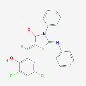 molecular formula C22H14Cl2N2O2S B331821 5-(3,5-Dichloro-2-hydroxybenzylidene)-3-phenyl-2-(phenylimino)-1,3-thiazolidin-4-one 
