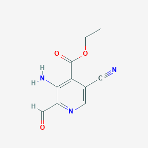 molecular formula C10H9N3O3 B3318240 Ethyl 3-amino-5-cyano-2-formylisonicotinate CAS No. 99185-85-0