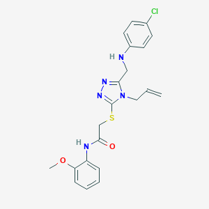 molecular formula C21H22ClN5O2S B331826 2-({4-allyl-5-[(4-chloroanilino)methyl]-4H-1,2,4-triazol-3-yl}sulfanyl)-N-(2-methoxyphenyl)acetamide 