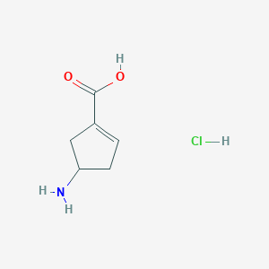 molecular formula C6H10ClNO2 B3318260 4-Aminocyclopent-1-ene-1-carboxylic acid hydrochloride CAS No. 99237-01-1