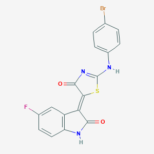 molecular formula C17H9BrFN3O2S B331827 (5Z)-2-(4-bromoanilino)-5-(5-fluoro-2-oxo-1H-indol-3-ylidene)-1,3-thiazol-4-one 