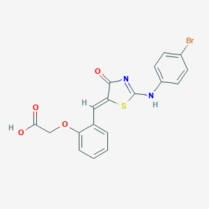 molecular formula C18H13BrN2O4S B331829 2-[2-[(Z)-[2-(4-bromoanilino)-4-oxo-1,3-thiazol-5-ylidene]methyl]phenoxy]acetic acid 