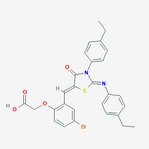 molecular formula C28H25BrN2O4S B331831 [4-Bromo-2-({3-(4-ethylphenyl)-2-[(4-ethylphenyl)imino]-4-oxo-1,3-thiazolidin-5-ylidene}methyl)phenoxy]acetic acid 