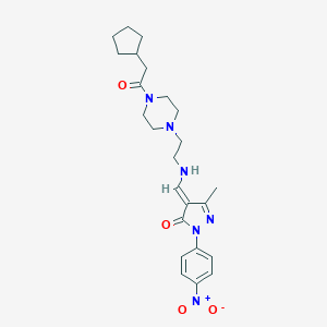 molecular formula C24H32N6O4 B331834 (4E)-4-[[2-[4-(2-cyclopentylacetyl)piperazin-1-yl]ethylamino]methylidene]-5-methyl-2-(4-nitrophenyl)pyrazol-3-one 