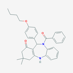 molecular formula C32H34N2O3 B331835 5-Benzoyl-6-(4-butoxyphenyl)-9,9-dimethyl-6,8,10,11-tetrahydrobenzo[b][1,4]benzodiazepin-7-one 