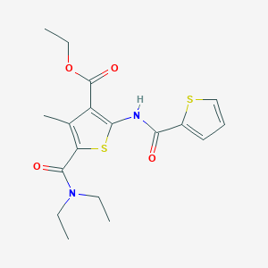molecular formula C18H22N2O4S2 B331837 Ethyl 5-(diethylcarbamoyl)-4-methyl-2-[(thiophen-2-ylcarbonyl)amino]thiophene-3-carboxylate 