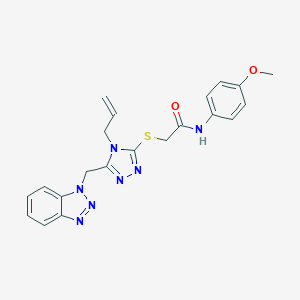 molecular formula C21H21N7O2S B331838 2-{[5-(1H-benzotriazol-1-ylmethyl)-4-(prop-2-en-1-yl)-4H-1,2,4-triazol-3-yl]sulfanyl}-N-(4-methoxyphenyl)acetamide 