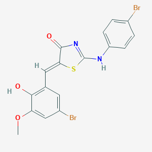molecular formula C17H12Br2N2O3S B331840 (5Z)-2-(4-bromoanilino)-5-[(5-bromo-2-hydroxy-3-methoxyphenyl)methylidene]-1,3-thiazol-4-one 