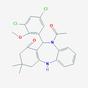 molecular formula C24H24Cl2N2O3 B331843 5-Acetyl-6-(3,5-dichloro-2-methoxy-phenyl)-9,9-dimethyl-6,8,10,11-tetrahydrobenzo[b][1,4]benzodiazepin-7-one 