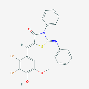 molecular formula C23H16Br2N2O3S B331849 5-(2,3-Dibromo-4-hydroxy-5-methoxybenzylidene)-3-phenyl-2-(phenylimino)-1,3-thiazolidin-4-one 