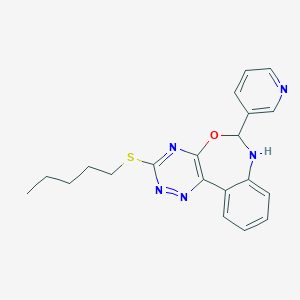 molecular formula C20H21N5OS B331852 3-(Pentylsulfanyl)-6-(3-pyridinyl)-6,7-dihydro[1,2,4]triazino[5,6-d][3,1]benzoxazepine 