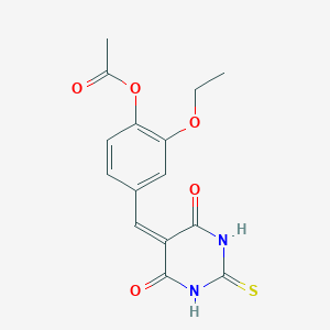 molecular formula C15H14N2O5S B331857 4-[(4,6-dioxo-2-thioxotetrahydro-5(2H)-pyrimidinylidene)methyl]-2-ethoxyphenyl acetate 