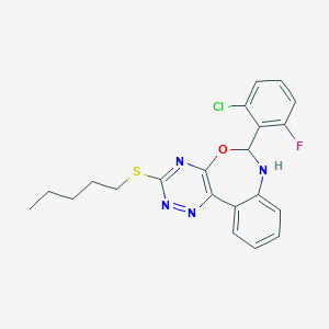 molecular formula C21H20ClFN4OS B331858 6-(2-Chloro-6-fluorophenyl)-3-(pentylsulfanyl)-6,7-dihydro[1,2,4]triazino[5,6-d][3,1]benzoxazepine 