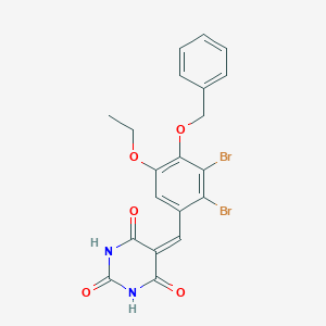 molecular formula C20H16Br2N2O5 B331861 5-[4-(benzyloxy)-2,3-dibromo-5-ethoxybenzylidene]-2,4,6(1H,3H,5H)-pyrimidinetrione 