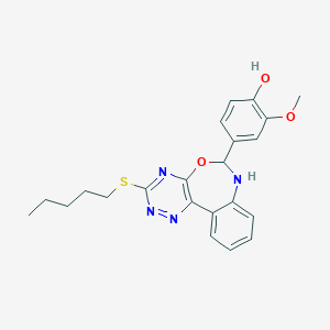 molecular formula C22H24N4O3S B331862 2-Methoxy-4-[3-(pentylsulfanyl)-6,7-dihydro[1,2,4]triazino[5,6-d][3,1]benzoxazepin-6-yl]phenol 