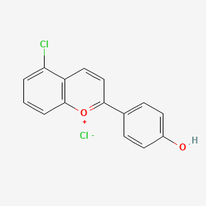 molecular formula C15H10Cl2O2 B3318627 5-Chloro-2-(4-hydroxyphenyl)-1-benzopyrylium chloride CAS No. 1014704-22-3