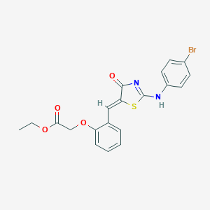 molecular formula C20H17BrN2O4S B331872 ethyl 2-[2-[(Z)-[2-(4-bromoanilino)-4-oxo-1,3-thiazol-5-ylidene]methyl]phenoxy]acetate 
