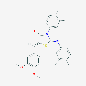 molecular formula C28H28N2O3S B331873 5-(3,4-Dimethoxybenzylidene)-3-(3,4-dimethylphenyl)-2-[(3,4-dimethylphenyl)imino]-1,3-thiazolidin-4-one 