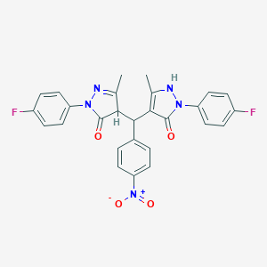 molecular formula C27H21F2N5O4 B331876 2-(4-fluorophenyl)-4-([1-(4-fluorophenyl)-5-hydroxy-3-methyl-1H-pyrazol-4-yl]{4-nitrophenyl}methyl)-5-methyl-2,4-dihydro-3H-pyrazol-3-one 