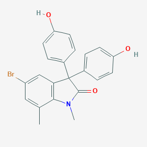 molecular formula C22H18BrNO3 B331878 5-bromo-3,3-bis(4-hydroxyphenyl)-1,7-dimethyl-1,3-dihydro-2H-indol-2-one 