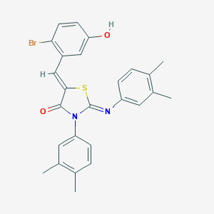 molecular formula C26H23BrN2O2S B331881 5-(2-Bromo-5-hydroxybenzylidene)-3-(3,4-dimethylphenyl)-2-[(3,4-dimethylphenyl)imino]-1,3-thiazolidin-4-one 