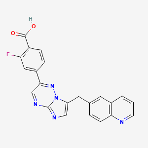 B3318837 2-Fluoro-4-(7-(quinolin-6-ylmethyl)imidazo[1,2-b][1,2,4]triazin-2-yl)benzoic acid CAS No. 1029714-88-2