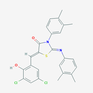 molecular formula C26H22Cl2N2O2S B331884 5-(3,5-Dichloro-2-hydroxybenzylidene)-3-(3,4-dimethylphenyl)-2-[(3,4-dimethylphenyl)imino]-1,3-thiazolidin-4-one 