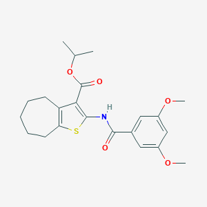 molecular formula C22H27NO5S B331885 isopropyl 2-[(3,5-dimethoxybenzoyl)amino]-5,6,7,8-tetrahydro-4H-cyclohepta[b]thiophene-3-carboxylate 