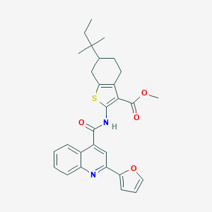 molecular formula C29H30N2O4S B331886 Methyl 2-({[2-(2-furyl)-4-quinolinyl]carbonyl}amino)-6-tert-pentyl-4,5,6,7-tetrahydro-1-benzothiophene-3-carboxylate 